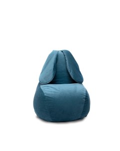 Кресло мешок ЗАЙКА Длинные УШИ из велюра синий Wowpuff