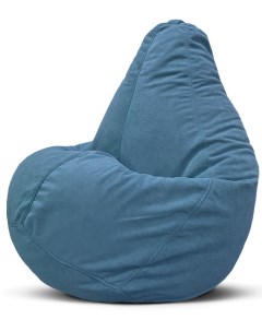 Кресло мешок пуфик груша размер XXXXL голубой велюр Puflove