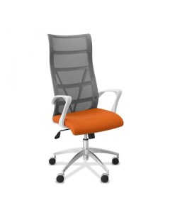 Компьютерное и офисное кресло Топ Сетка Ткань белый серый оранжевый Юнитекс