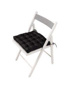 Подушка на стул ЛОФТ с завязками с лузгой гречихи 40 40 черная Bio-textiles