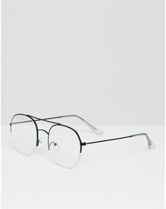 Черные очки авиаторы с прозрачными стеклами Bershka