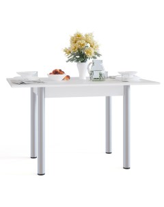 Кухонный стол СО 1м белый разложенный 120х80х76 см Сокол