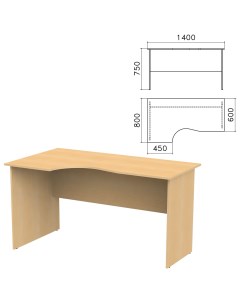 Стол письменный эргономичный 140х80х75 см левый цвет бук невский СК36 10 Канц
