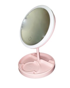 Зеркало настольное с подсветкой сенсорное включение три режима яркости Цвет Розовый Nobrand