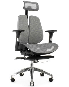 Офисное кресло с подножкой Orto Bionic Combi Footrest AMS 158A серое Falto