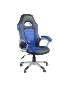 Игровое кресло Рива Чейр RCH 9167H Экокожа черная синяя Riva chair