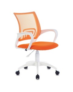 Офисное кресло Fly MG 396W с подлокотниками пластик белый сетка оранжевое Brabix