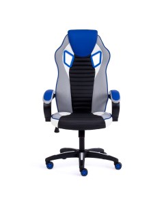 Кресло игровое компьютерное геймерское для пк PILOT черный св серый кож зам ткань Tetchair