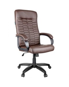 Кресло руководителя HL E80 Ornament экокожа коричневая мягкий подлокотник Helmi