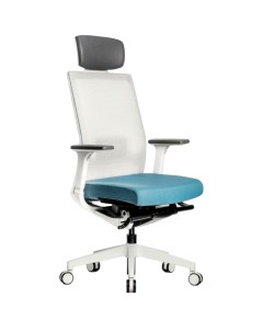Офисное кресло A 1 AON 11WAL каркас белый спинка серая сиденье синее Falto
