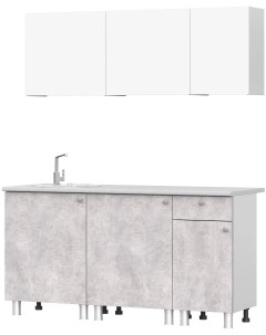 Кухонный гарнитур КГ 1 Белый Цемент светлый 1600мм Sv-мебель