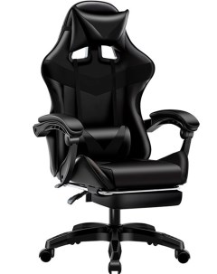 Игровое компьютерное кресло с подставкой для ног черное 70х119 см Nobrand