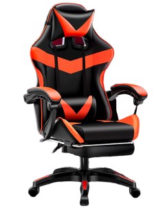 Игровое компьютерное кресло с подставкой для ног черно красное 70х119 см Nobrand