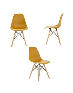 Комплект стульев 3 шт для кухни в стиле EAMES DSW горчичный Leon group