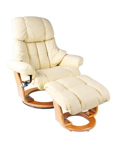 Кресло реклайнер механическое Lux 7438W бежевое кожа Relax