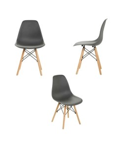 Комплект стульев 3 шт для кухни в стиле EAMES DSW темно серый Leon group