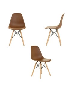 Комплект стульев 3 шт для кухни в стиле EAMES DSW коричневый Leon group