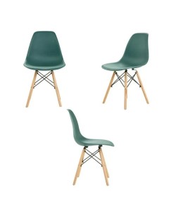 Комплект стульев 3 шт для кухни в стиле EAMES DSW темно зеленый Leon group