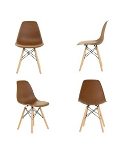 Комплект стульев 4 шт для кухни в стиле EAMES DSW коричневый Leon group