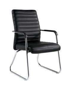 Конференц кресло 806 черное экокожа металл хромированный 478409 Easy chair