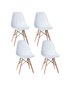 Комплект стульев обеденных HW9001WH 4 4 штуки пластик металл дерево белый Animore