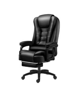 Кресло офисное компьютерное эко кожа 806F Черное с подножкой и вибромассажем Mega мебель