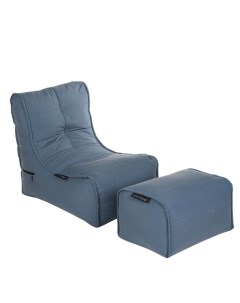 Садовое кресло с оттоманкой Evolution Chaise Atlantic Denim серо голубой олефин Ambient lounge