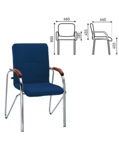 Кресло для приемных и переговорных Samba дерево 1 023 хром каркас кожзам синий V 15 Nowy styl
