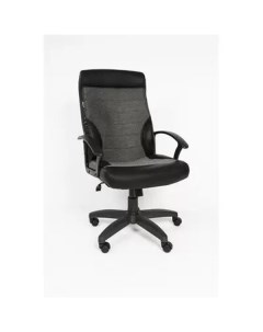 Кресло для руководителя 639 TPU серое черное экокожа ткань пластик 686731 Easy chair