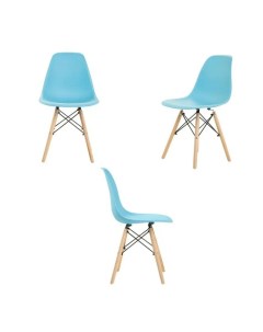 Комплект стульев 3 шт для кухни в стиле EAMES DSW голубой Leon group