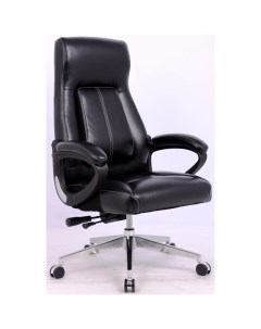 Кресло рециклированная кожа черная хром Easy chair