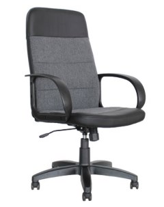 Кресло офисное ЯрКресло Кр58 ТГ Пласт С1 ткань серая ЭКО1 экокожа черная Яркресла