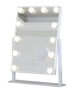 Профессиональное настольное зеркало с подсветкой DC 117 белое 30х41 см Fenchilin