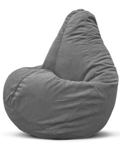 Кресло мешок пуфик груша размер XXL серый велюр Puflove