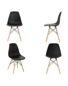 Комплект стульев 4 шт для кухни в стиле EAMES DSW черный Leon group