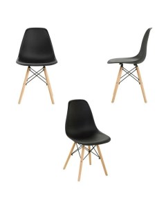 Комплект стульев 3 шт для кухни в стиле EAMES DSW черный Leon group