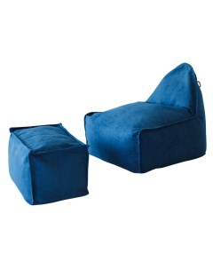 Кресло Манхеттен Синее с Пуфом Bean-bag
