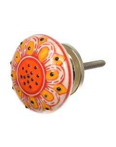 66107 Ручка керамическая для мебели Подсолнух оранжевый ручная роспись ц Blumen haus