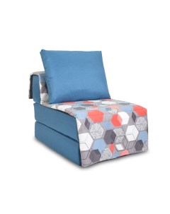 Кресло диван кровать ХАРВИ с накидкой рогожка синяя Синий Геометрия Слейт Freeform