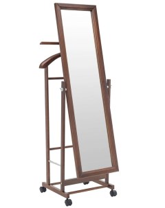 Вешалка напольная Флорена В 24Н Костюмная с зеркалом на колесах Средне коричневый Мебелик