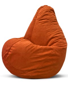 Кресло мешок пуфик груша размер XXL оранжевый велюр Puflove