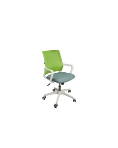 Кресло офисное Бит LB белый пластик зеленая сетка темно серая ткань Norden