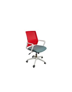 Кресло офисное Бит LB белый пластик красная сетка темно серая ткань Norden
