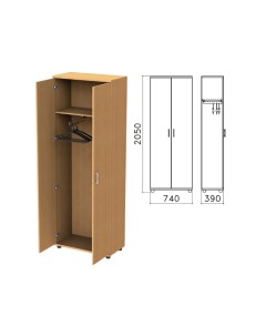 Шкаф для одежды 740х390х2050 мм цвет бук бавария ШМ49 1 Монолит