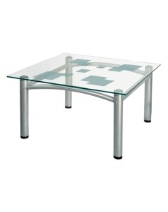 Журнальный столик Робер 2М 1503 75х75х43 см металлик серебро прозрачный Мебелик