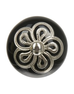 66133 Ручка керамическая для мебели Антиквариат серебро цвет черный сере Blumen haus