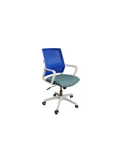Кресло офисное Бит LB белый пластик синяя сетка темно серая ткань Norden