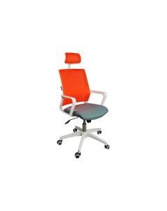 Кресло офисное Бит белый пластик оранжевая сетка темно серая ткань Norden