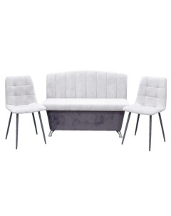 Кухонный диван Альт 120х56 см со стульями в одинаковой обивке серый графит Топмебель