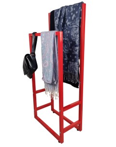 Вешалка напольная для одежды в стиле Лофт 48х25х110см Высота стоек 110 и 90см Красная Зоосиндикат